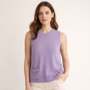 Clements Ribeiro 100% Cashmere Lavender Knit Tank Top NWT Made in Scotland Sz M